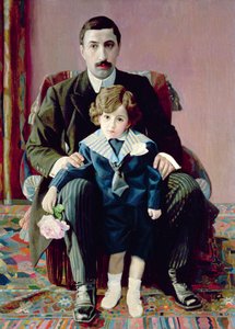 Portret van Arman Frantsevich Aziber en zijn zoon, 1915